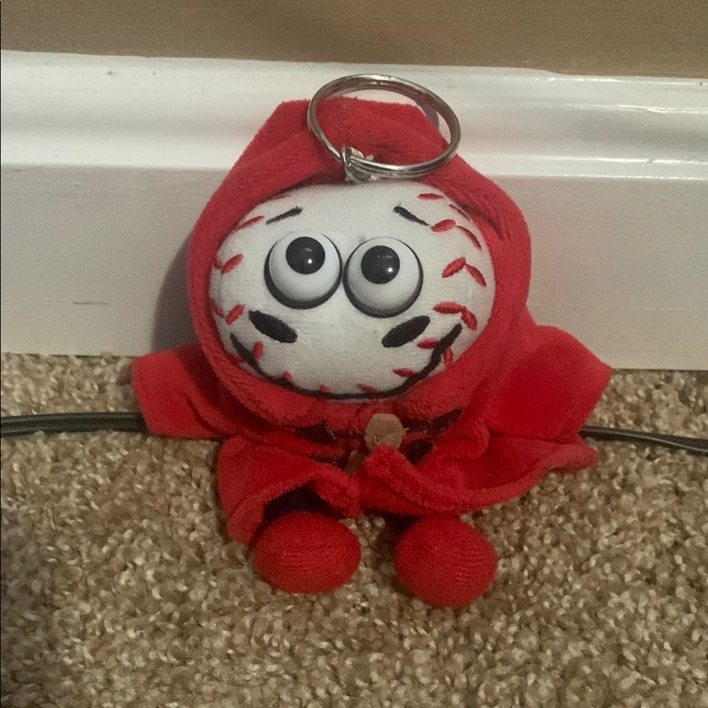 Red Baseball Plush Keychain